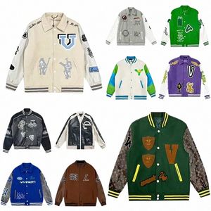 Diseñador Mens Varsity Baseball Cuero Coat Fashion Womens Letman Jackets Bordes Bord Letter Chaqueta Un solo pecho parejas Clothi y2tr#