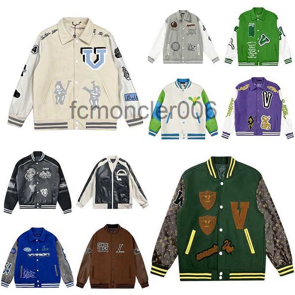 Designer Mens Varsity Jacket Baseball Manteau en cuir Mode Femmes Letterman Vestes Lettre brodée Couples à simple boutonnage Vêtements pour hommes NCW9