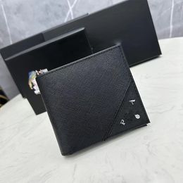 Diseñador para hombre billetera Moda de lujo Cartera corta de cuero Hombres con estilo Plegable Cremallera larga Triángulo Carteras Monedero Titular de la tarjeta Notas Monederos de dinero Flip Multicolore