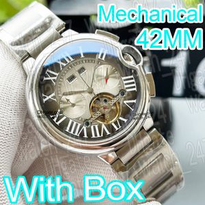 Designer herenhorloge designer horloge van hoge kwaliteit kalenderjaar maand 42 mm automatisch horloge 316 roestvrij stalen kalfsleren band mineraalglas superclone met doos