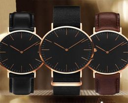 Reloj para hombre de diseño dw Relojes de moda para mujer Daniel039s Reloj con correa de cuero con esfera negra 40 mm 36 mm montres homme8205585