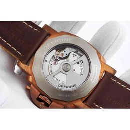 Montre de luxe pour hommes, montre-bracelet mécanique, mouvement lumineux, 47mm, Bronze Pam Riqt