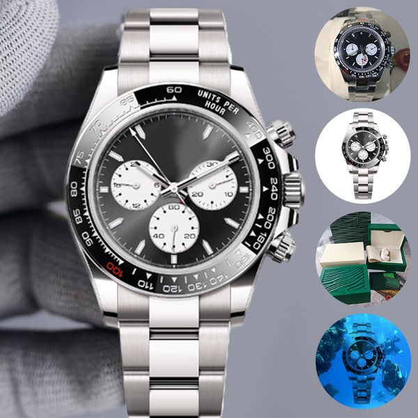 Designer Mens Watch ST9 Acier Tous les sous-cadrans fonctionnant 40mm Mouvement cosmographe automatique Verre saphir Lunette en céramique Argent DHgate Montres DAYTONAs jason007