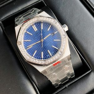 Designer herenhorloge met diamanten automatische machines roestvrijstalen band Klassieke vouwgesp 41 mm waterdichte achthoekige wijzerplaat met acht schroeven Ringhorloges