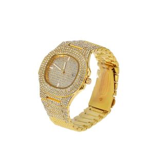 Orologi da uomo di design Orologio ghiacciato di alta qualità con diamanti alla moda Orologio hip-hop in oro rosa argento nero2704