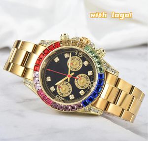 Designer Mens kijkt mannen van hoge kwaliteit horloge kwarts regenboog diamant horloges keramische horloge mode klassieke stijl roestvrijstalen saffier polshorloges