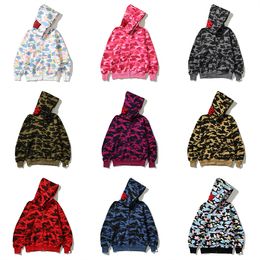 Designer heren dames hoodie populair haaienpatroon Sportwear Camouflage hoodies met rits, oversized athleisure-jack