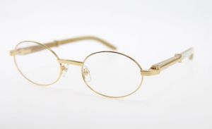 Diseñador para hombre de las mujeres de lujo gafas de oro marco de las mujeres redondas blancas genuinas cuerno natural gafas de moda con caja C decoración glas8181323