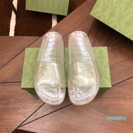 Designer Hommes Femmes Pantoufles Lueur Cristal Transparent Sandales D'été En Plein Air Plage Diapositives Fluorescent Sandale Mode Appartements Flip 2022