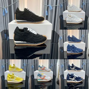 Chaussures décontractées pour hommes et femmes pour baskets Flow Runner de haute qualité en nylon et daim à lacets avec tige souple et semelle ondulée en caoutchouc miel Baskets en cuir de vache