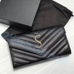 Designer Mens Dames Caviar Long Wallet Card Holder Key Pouch Luxe kaarthouder Mini Envelope Wallets met doos Top Kwaliteit Paspoort Hol 297O