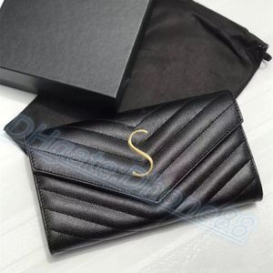 Designer Mens Dames Caviar Long Wallet Card Holder Key Pouch Luxe kaarthouder Mini Envelope Wallets met doos Top Kwaliteit Paspoort Hol 240H
