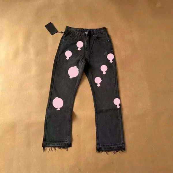 Diseñador para hombre para mujer Chromees Jeans morados Moda por corazón Pantalones Cross Casual Streetwear 52