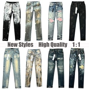 Designer Hommes Femmes Pantalons Purple Brand Jeans Summer Hole High Street Purple Retro Straight Regular Denim Tears Lavé Old Ksubi Jeans