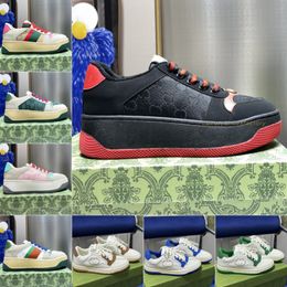 Diseñador Mensor para hombres Sneaker Retro Chunky Canvas y zapatillas de zapatillas de cuero Classic Green Blue Pink Stripe Redonde Toe Rubber Suelle Trainer 35-45