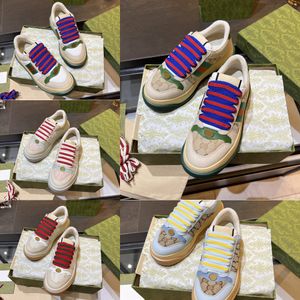 Designer Hommes Femmes Chaussures Baskets Femmes Chaussures En Cuir Sale Bleu Rouge Web Stripe Entraîneur À Lacets Toile Appartements Vintage Classique Runner Train