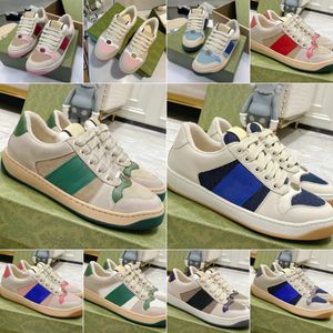 Designer Heren Dames Schoenen Sneakers Dames Vuile Leren Schoenen Blauw Rood Web Streep Trainer Lace Up Canvas Flats Vintage Klassieke Runner Trainers 36-44