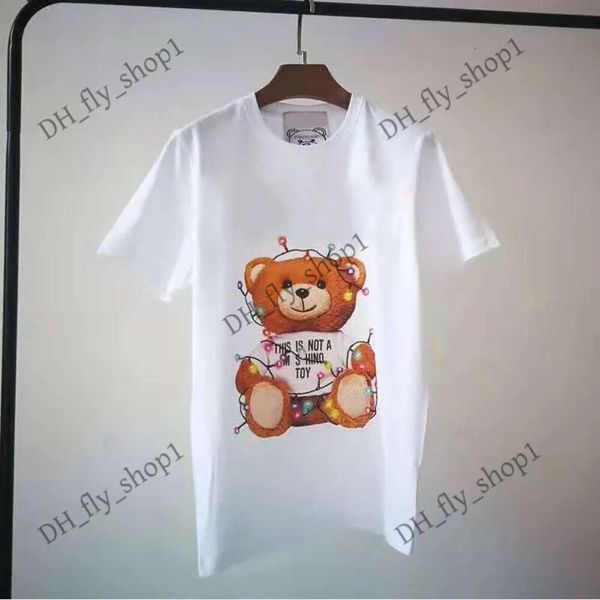 Diseñador para hombre camiseta para mujer marcas de lujo caricaturas de verano Bear de peluche Moschinno Tops de ocio de ocio