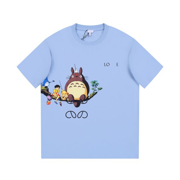 Diseñador para hombre para mujer camiseta MI VECINO TOTORO Letras Algodón puro transpirable Manga corta Moda Lujo Lowewe Pure Lowe Top Loewees Short Loeewe Tees