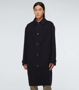 Mélanges de laine pour hommes, manteaux longs à la mode, vêtements d'extérieur d'automne, Loro Piana, manteau en cachemire noir avec 6 boutons