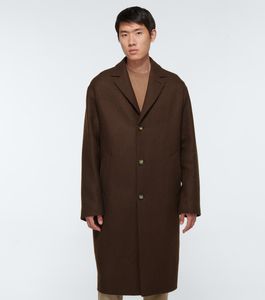 Designer Mens Wol Coats Fashion Long Coats Men Herfst Outerwear Loro Navette Cashmere Coat Piana met 3 stks knop