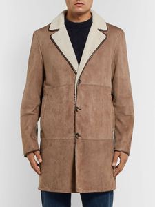 Designer Mens Wool Mounds Fashion Long Coats Men Men Automne Outomn Ourwear Loro Light Brown Wollaston Shearling Coat Piana avec Bouton de 3PCS