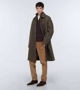 Designer Mens Wol Coats Fashion Long Coats Men Men Autumn Outerwear Loro Savile Cashmere Blend Overcoat Piana met 4 stks knop