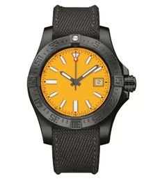 Diseñador para hombre amarillo Seawolf reloj mecánico automático vestido de zafiro reloj de pulsera de acero inoxidable lienzo de cuero hombre relojes de pulsera