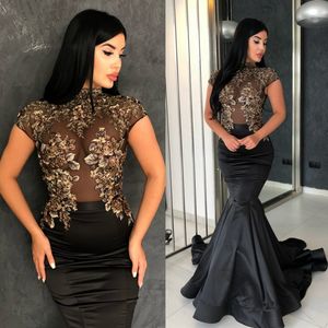 Designer sirène des robes de soirée perles de cou de lace haut dentelle appliquée le plancher de robe formelle plus taille satin paillettes de bal Robes 407