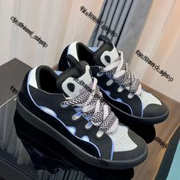 Ontwerper Mesh geweven veter lanvine schoenen voor heren dames rubberen zool emed graffiti platform schoen lederen stoeprand loafers lanvis sneakers trainers lavines snijden 790