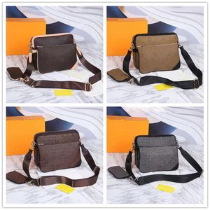 Bolso de mensajero de diseñador para hombre Bolsos de hombro de lujo Mochila vintage desmontable bolso de cadena Cuerpo cruzado para hombre Bolsos de cuero Satchel clutch trío sling bag maletín