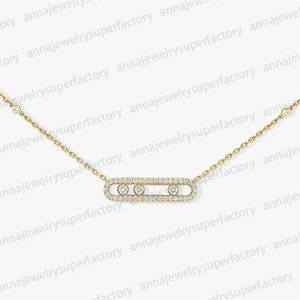 Ontwerper Messik-collectie Populaire sieraden Luxe dames ketting met hanger S925 zilver 18K Rose goud Geometrisch Glijdend drie diamanten Super premium ketting Geschenk
