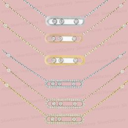 Designer Messik Pendant Colliers pour femmes 18K Rose Gold S925 Silver Geometri Gliding Three Diamond Valentin Day Bijoux Gift Wholesale