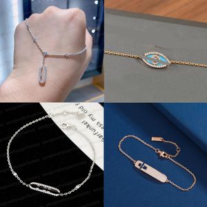 Ontwerper Messik serie bedelarmbanden voor vrouwen 18K Rose goud zilver geometrische diamant glijdende drie diamanten S925 zilveren mode-sieraden cadeau