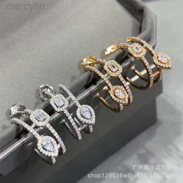 Designer Messikas Jewelry High Version Messis Drops Waters Rock Sugar Boucles d'oreilles Femme Nouveau move de diamant complet Sliding Dynamic Mosang