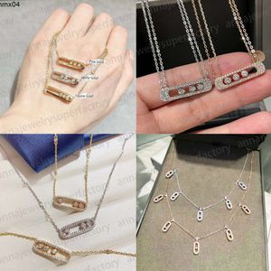 Ontwerper Messikas Hanger Kettingen voor Dames Rosé Goud Zilver Geometri Glijdende Drie Diamanten Populaire Sieraden Luxe Ketting Cadeau {category}{category}