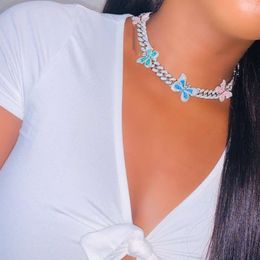 Designer Miami Cuban Link Collarbone Chain Chain Choker Collier Hip Hop Butterfly Pendant Bijoux Gift