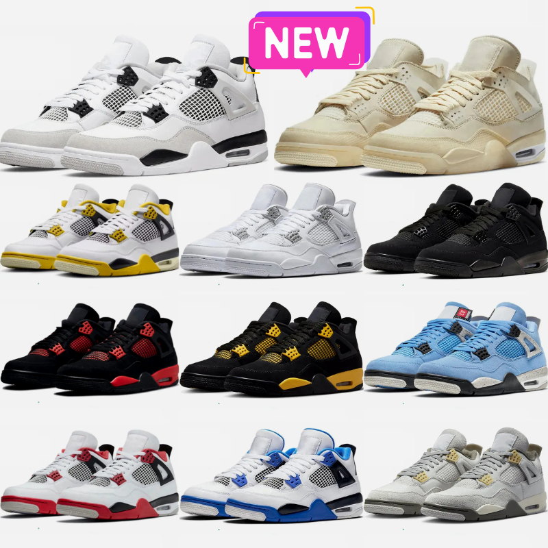 Trainers Pine Green 4 Chaussures de basket-ball Mens Femmes 4s Military Military Chat Crème blanc Oreo Tennis Cool Grey Infrared Red Thunder Seafoam Bordeaux Pure Money Sneakers U8