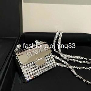 Ontwerper Mini Tas Shimmer Diamond Flap Bags Classic Silver Diamante Metalen Lippenstiftkast Hardware ketting munten Porteknoopportemonnee luxe crossbody tas