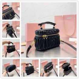 Mini bolsos de cosméticos de diseñador, bolsos de lujo para mujer, bandolera, bolsos de maquillaje, bolso de cuero plisado, bolsos de mano, superventas 2307153PE