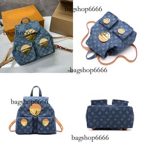 Designer Mini Denim Backpack Fashion Couple d'épaule Men Blue Canvas Handbag High Quality Women Schoolbag Edition Original