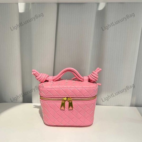 Sac de maquillage de couleur bonbon en cuir tressé Mini Intrecciato de styliste en cuir de mouton de qualité supérieure avec bandoulière carré élégant sac à bandoulière tissé pour femmes