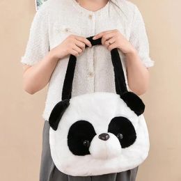 Designer Mini Kleine Muduim Schoudertassen Dames Crossbody Zwart Wit Leuke Cartoon Panda Messenger Bag Zacht en Comfortabel Pluizig Speelgoed Winkelen Cadeau voor meisje