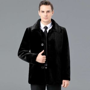 Manteau polaire de vison de styliste pour hommes, peau d'âge moyen et âgé, épais, chaud, à la mode, cheveux papas, Top EVIJ