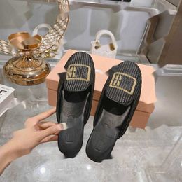 Designer Miui tissé pantoufles avec conception sans dos décontractée d'orteil, pantoufles de ville de luxe pour femmes taille 35-40