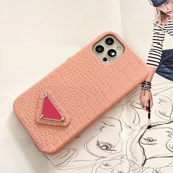 Fundas de teléfono móvil de diseñador Funda de teléfono de grano de piel de cocodrilo de lujo Funda de cuero de 7 colores para IPhone 14 Pro Max 13 12 11 XS XR Top