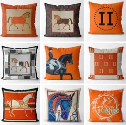 Respaldo moderno de diseño, funda de almohada naranja sencilla para sala de estar, sofá con forma de caballo de estilo americano, cojín grande para cintura, tamaño de almohada: 45x45cm