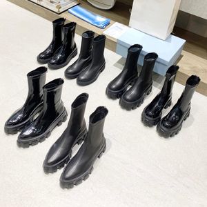 Designer Monolith Chelsea Boots Rois Dames Lakleer Schoenen Platform Enkellaars Zwart Pull-on Chunky Combat Booties Originele doos