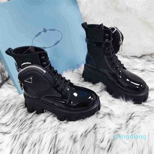 Designer-Monolith Designer Boots Cheville Nylon Pocket Black Boot Martin Winter Chaussures à semelles épaisses Chaussure à plateforme haute en caoutchouc résistant à l'usure