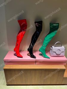 Designer MORSO VINYL BOOTS Donna GCD S Denti di lupo Stivali elastici extra lunghi Moda in vernice con punta sexy tacchi alti Stivali Taglia 35-41